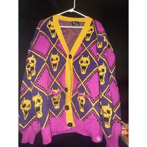 Steady Hands Killer Queen Argyle Cardigan JoJo Bizarre Adventure Purple Yellow
